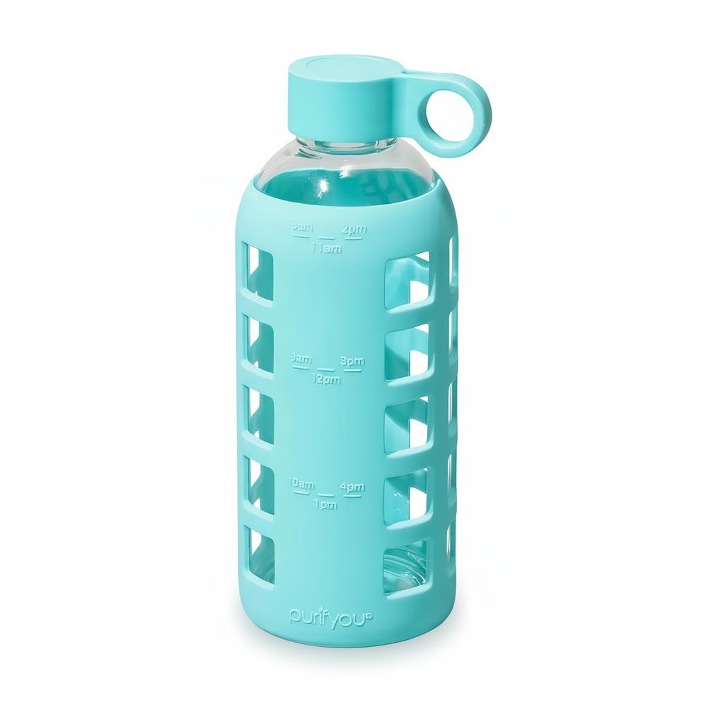 Purifyou Glass Water Bottle with Time Markings