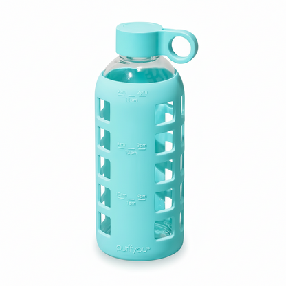 Purifyou Glass Water Bottle with Time Markings
