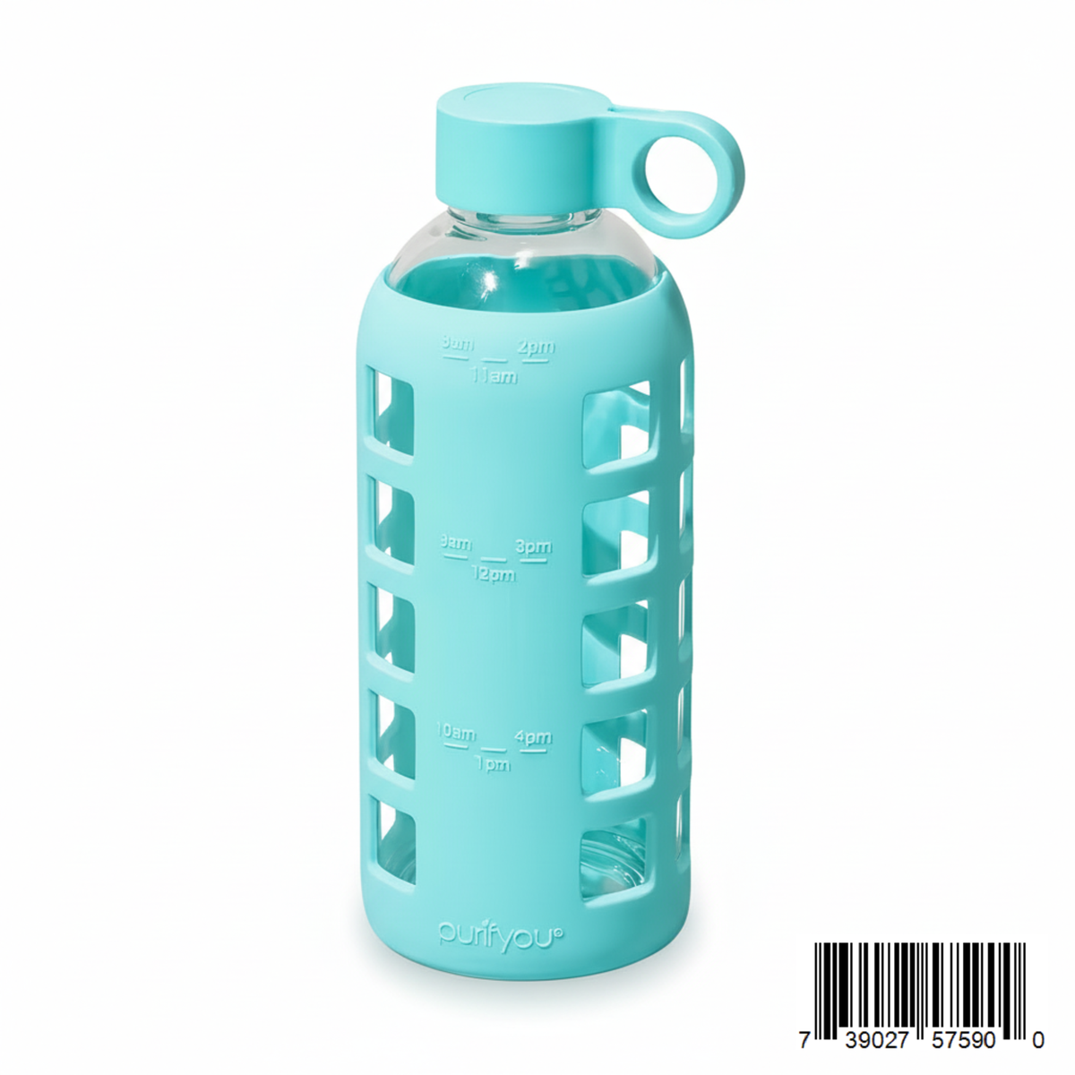 Purifyou Glass Water Bottle with Time Markings