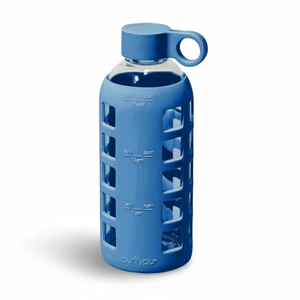 Purifyou Glass Water Bottle with Time Markings