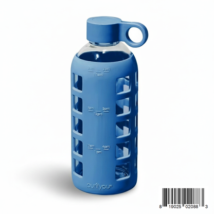 Purifyou Glass Water Bottle with Time Markings