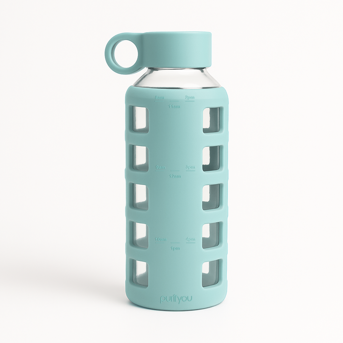 Purifyou Glass Water Bottle with Time Markings