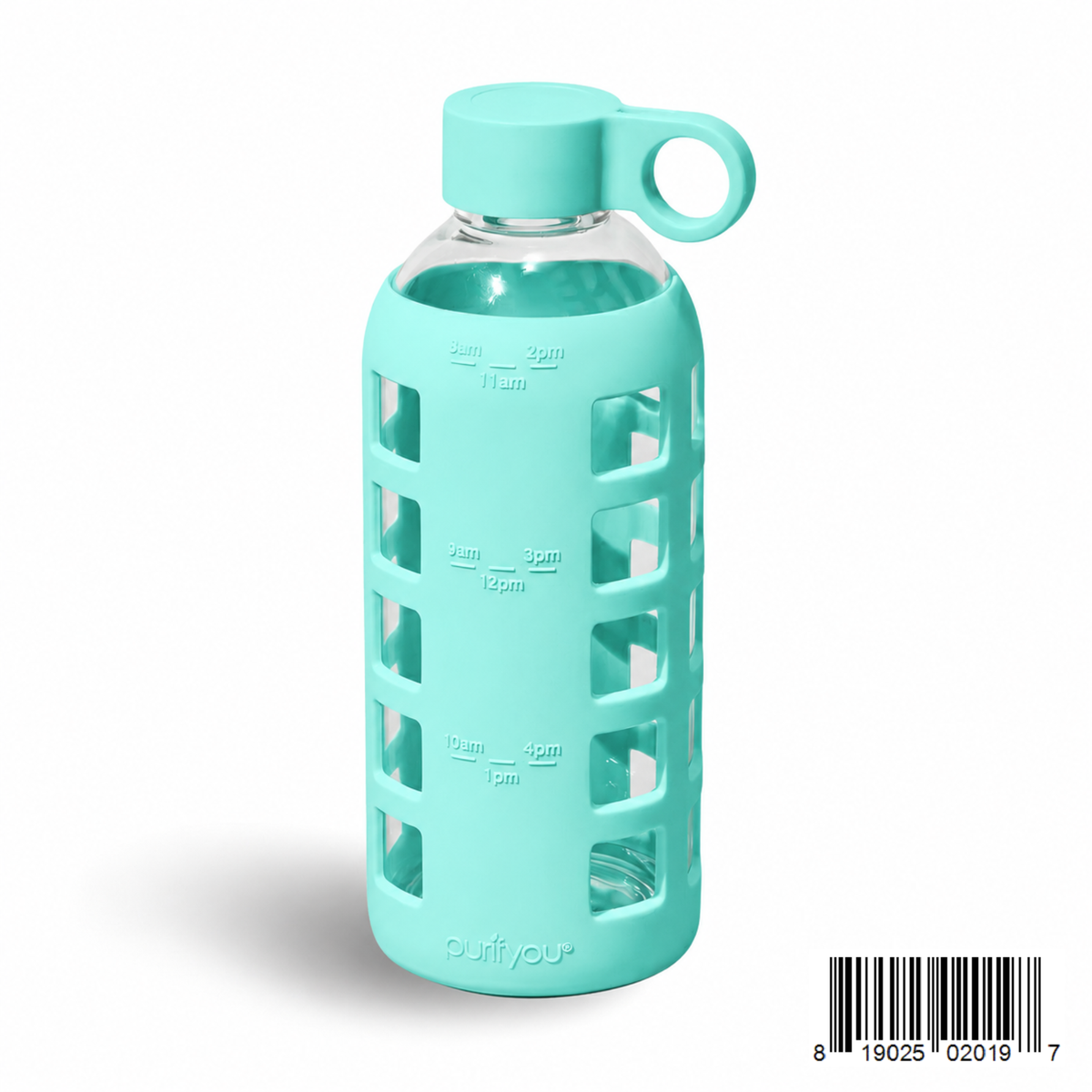 Purifyou Glass Water Bottle with Time Markings