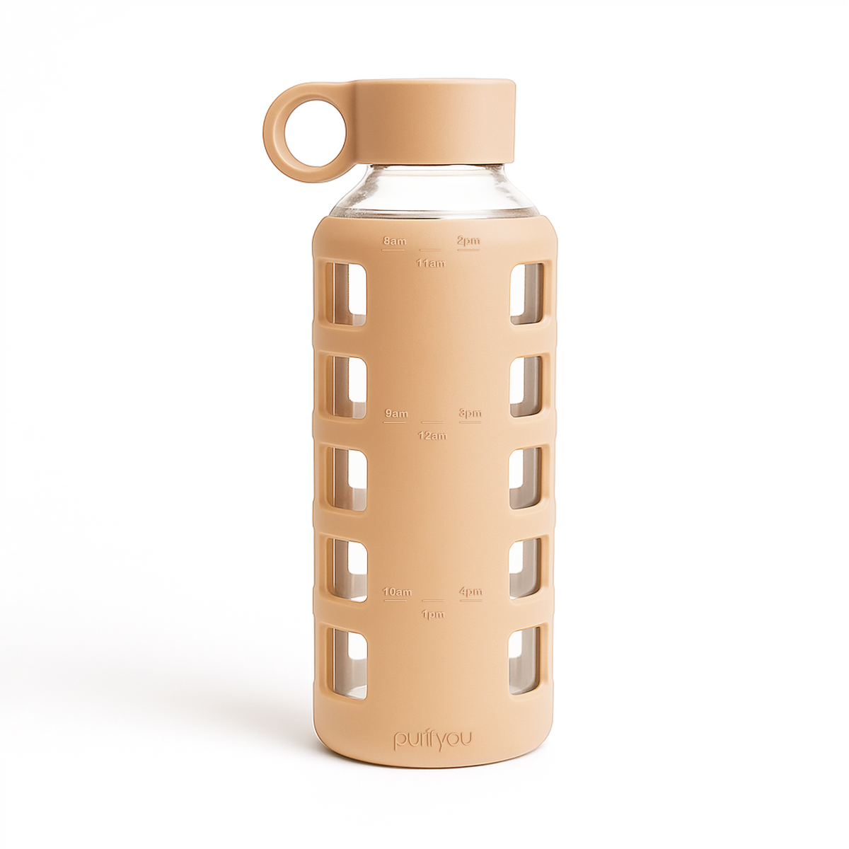 Purifyou Glass Water Bottle with Time Markings