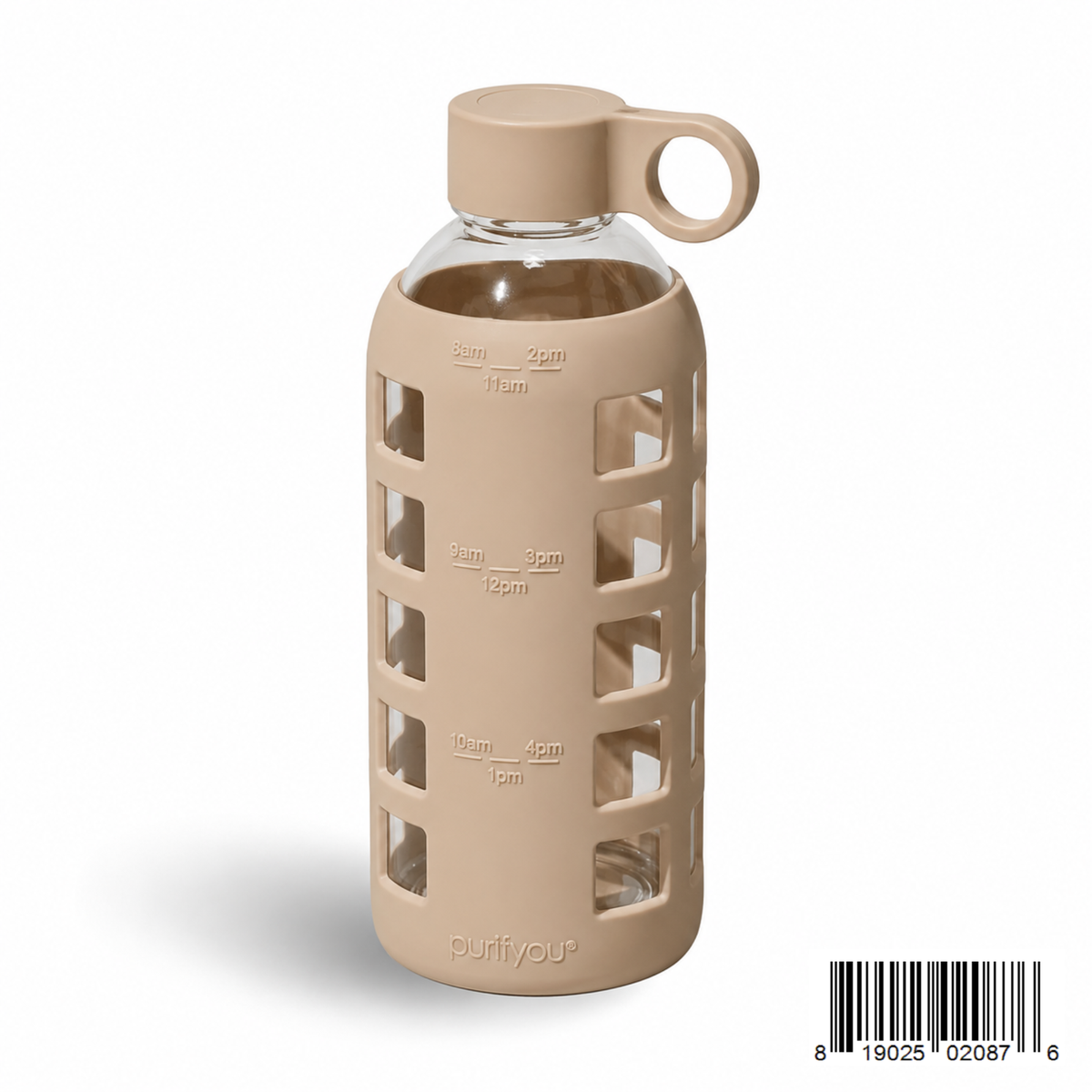 Purifyou Glass Water Bottle with Time Markings