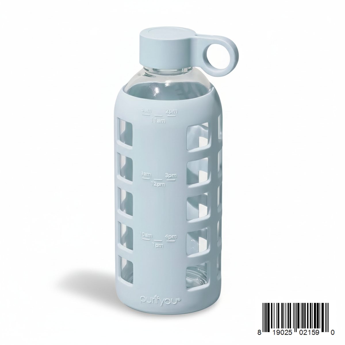 Purifyou Glass Water Bottle with Time Markings