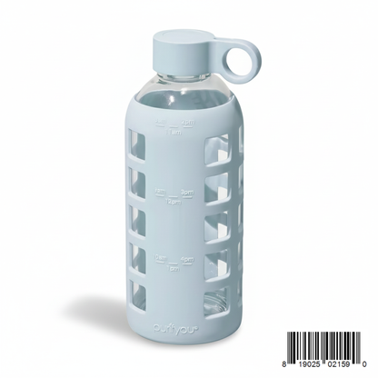 Purifyou Glass Water Bottle with Time Markings