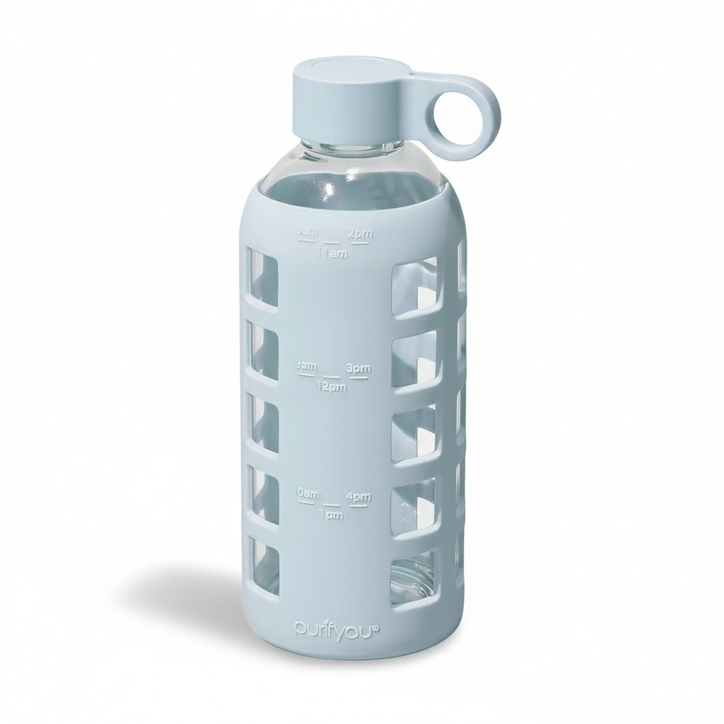 Purifyou Glass Water Bottle with Time Markings
