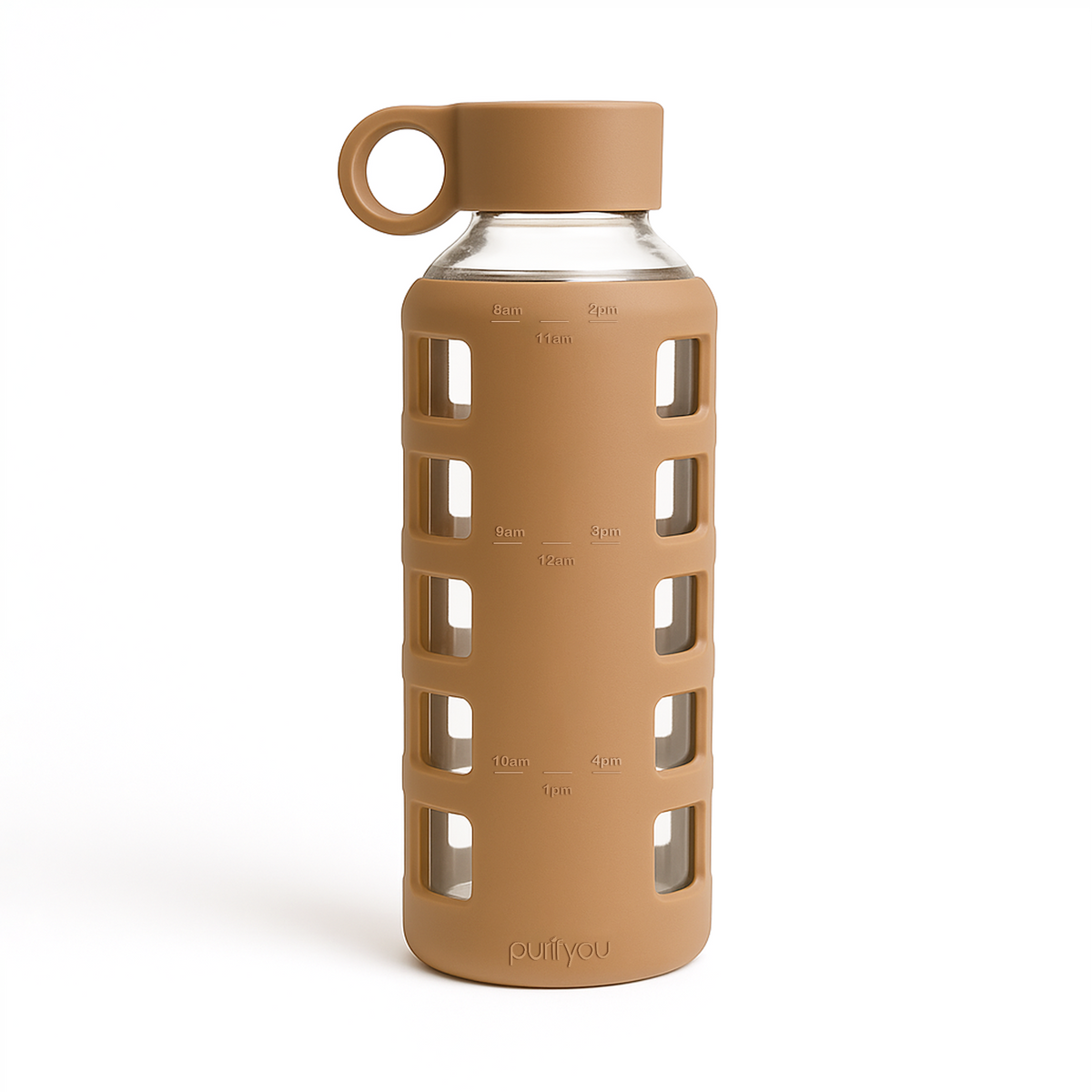 Purifyou Glass Water Bottle with Time Markings