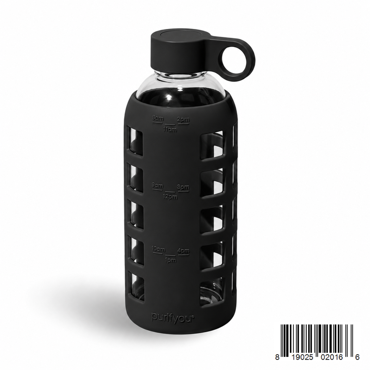 Purifyou Glass Water Bottle with Time Markings