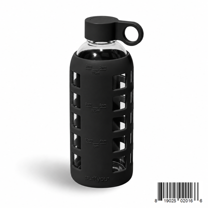 Purifyou Glass Water Bottle with Time Markings