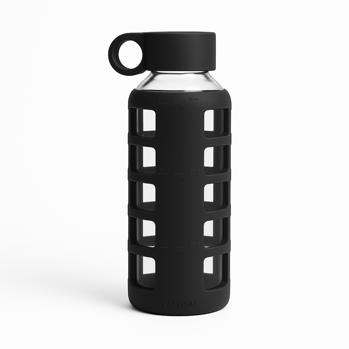 Purifyou Glass Water Bottle with Time Markings