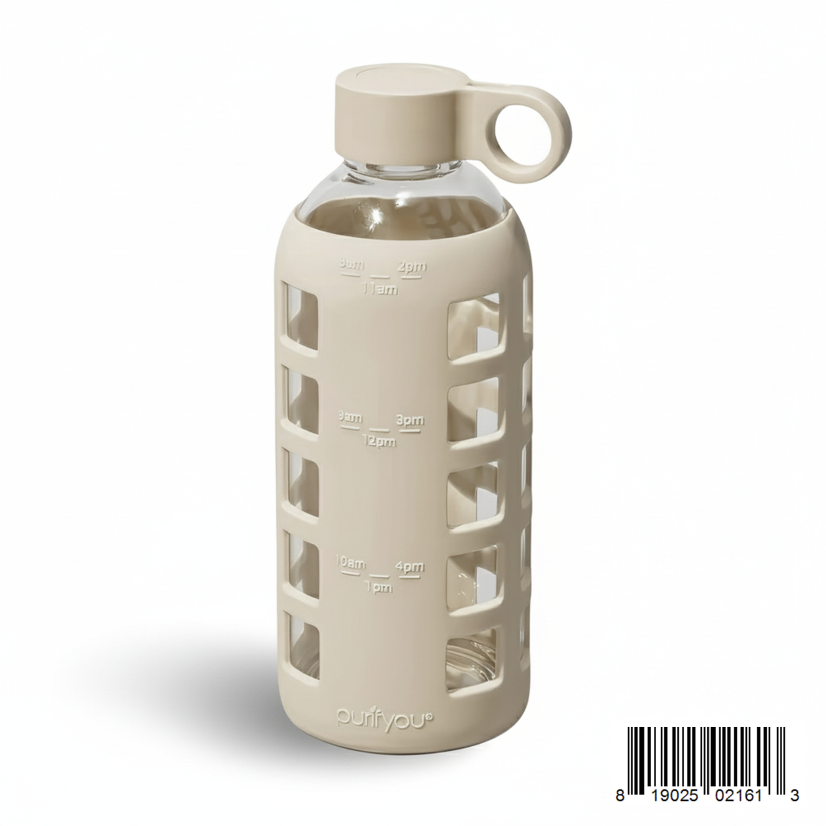 Purifyou Glass Water Bottle with Time Markings