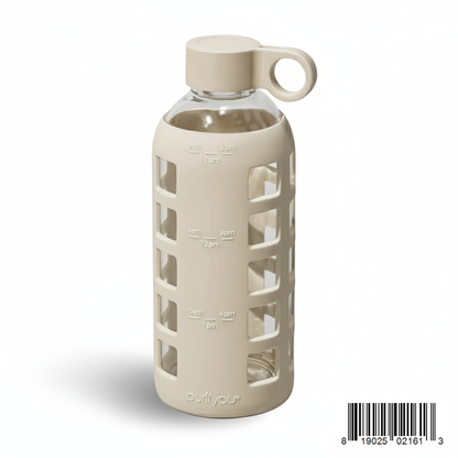 Purifyou Glass Water Bottle with Time Markings