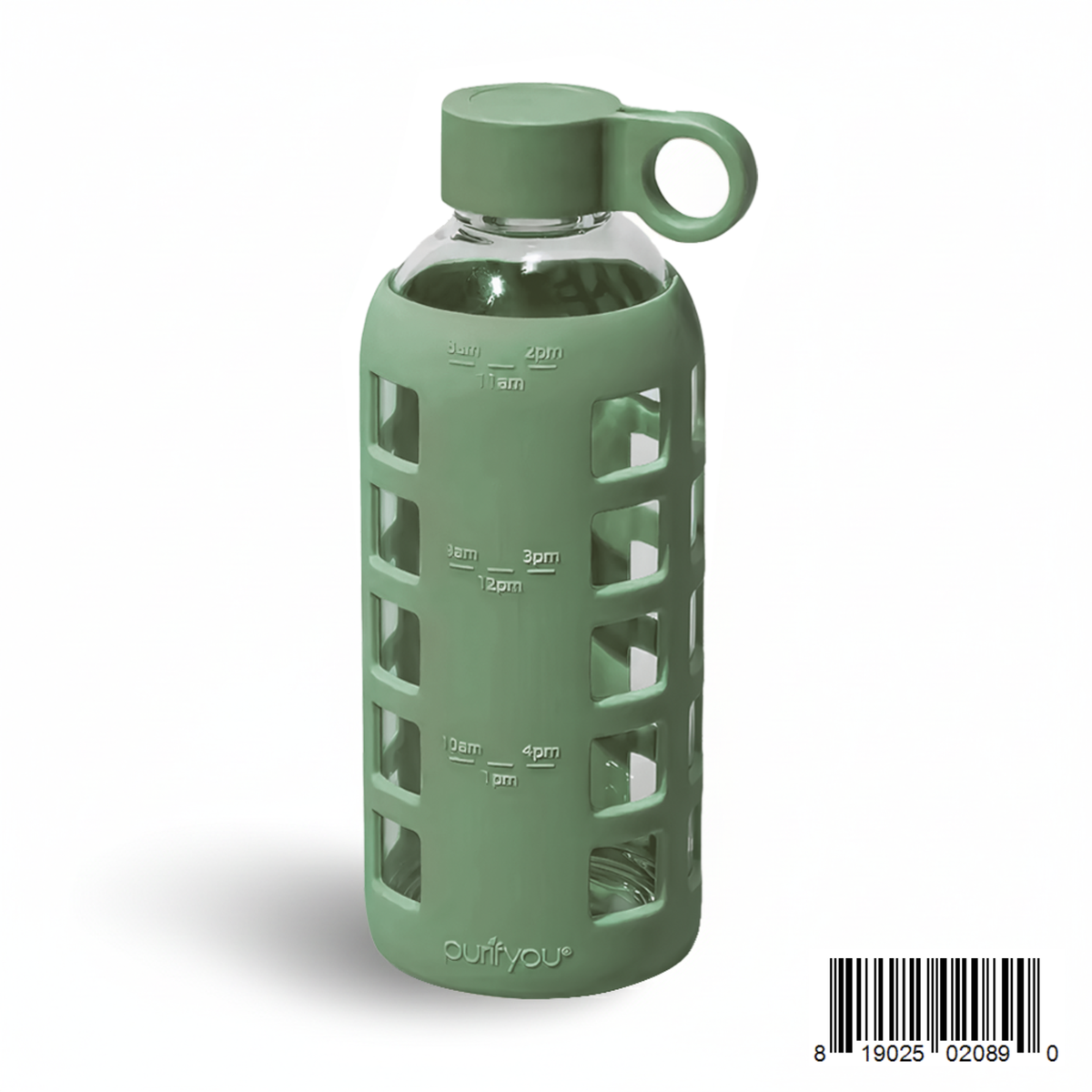 Purifyou Glass Water Bottle with Time Markings