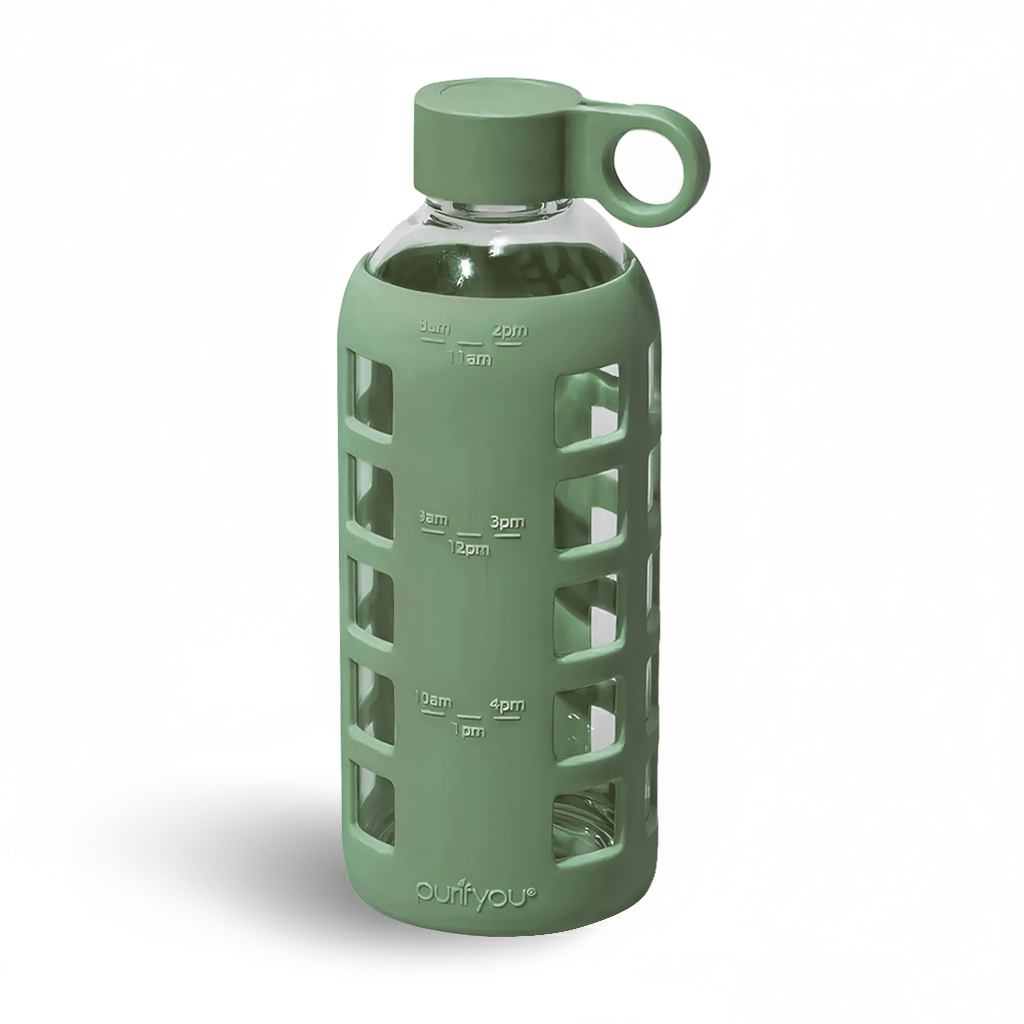 Purifyou Glass Water Bottle with Time Markings