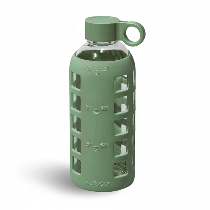Purifyou Glass Water Bottle with Time Markings