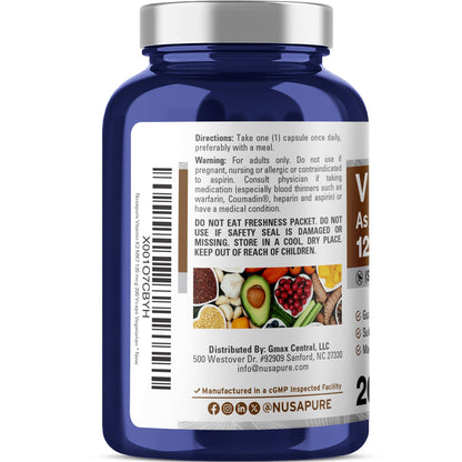 NusaPure Vitamin K2 MK7, 200 Capsules