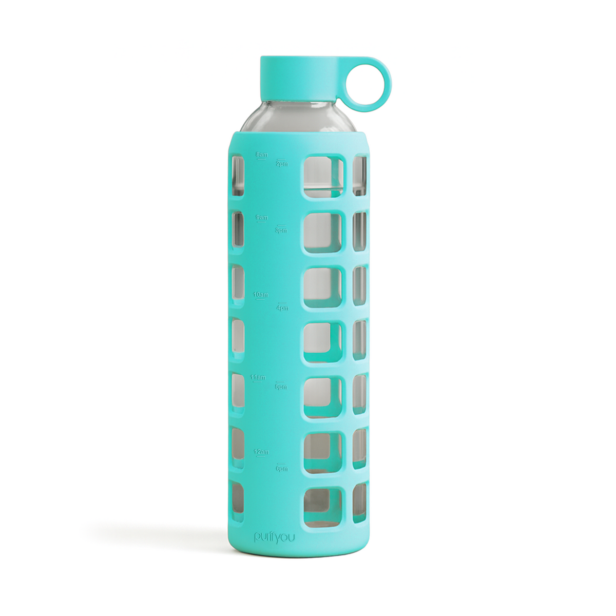 Purifyou Glass Water Bottle with Time Markings