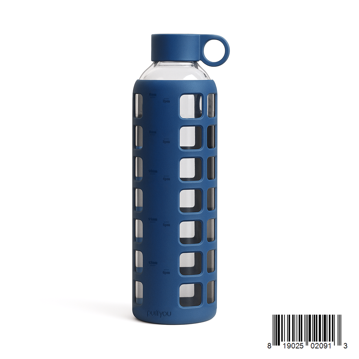 Purifyou Glass Water Bottle with Time Markings