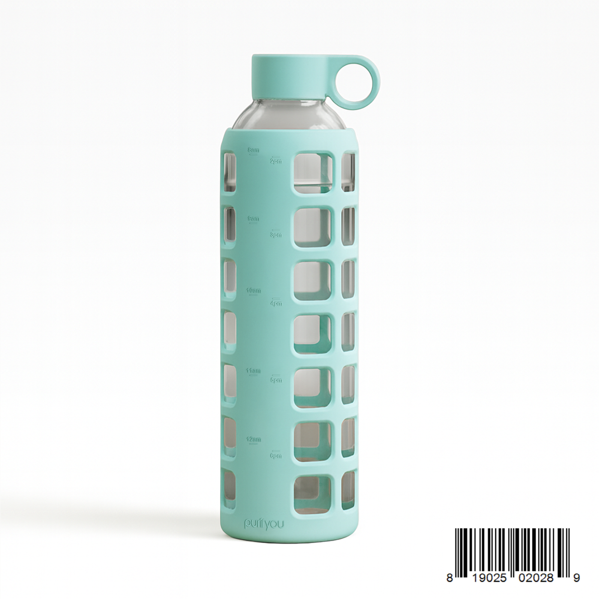 Purifyou Glass Water Bottle with Time Markings