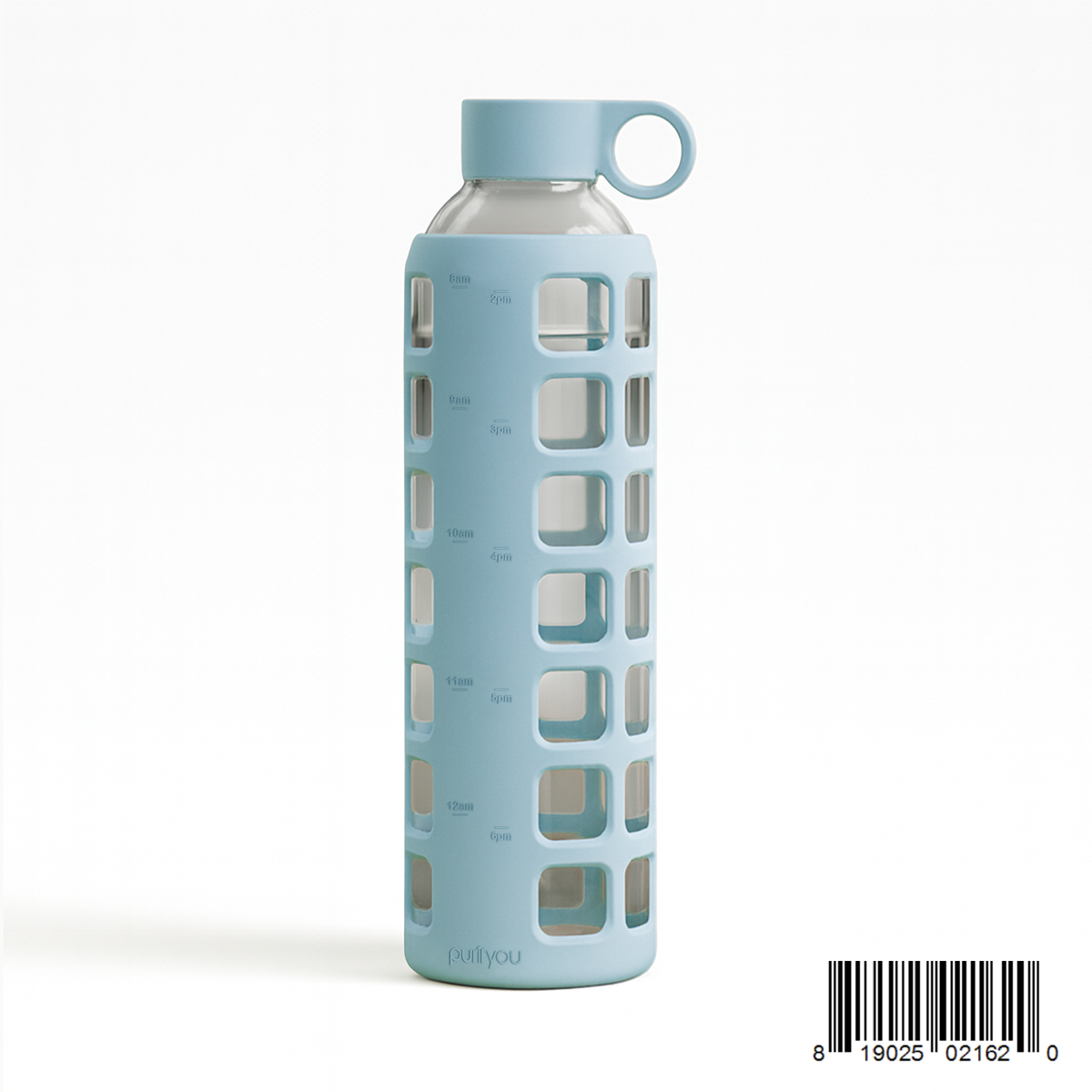 Purifyou Glass Water Bottle with Time Markings