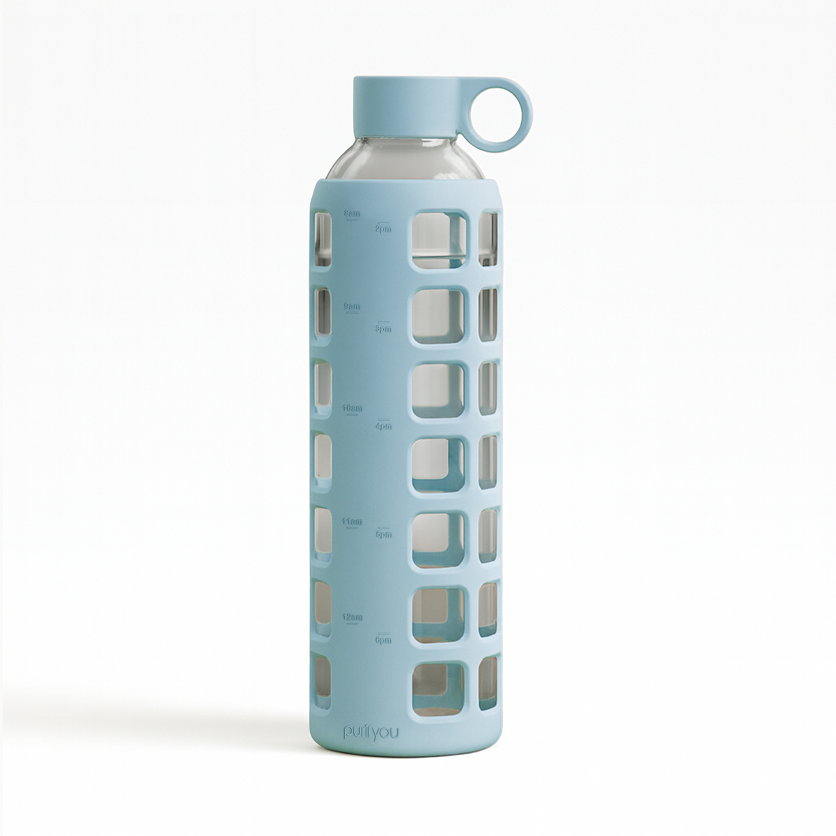 Purifyou Glass Water Bottle with Time Markings