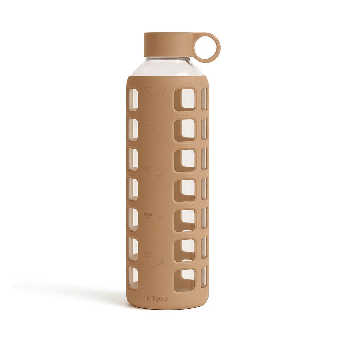 Purifyou Glass Water Bottle with Time Markings