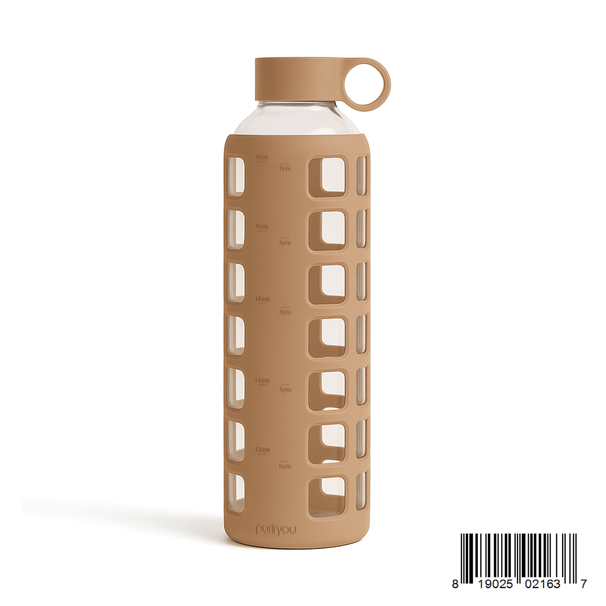Purifyou Glass Water Bottle with Time Markings