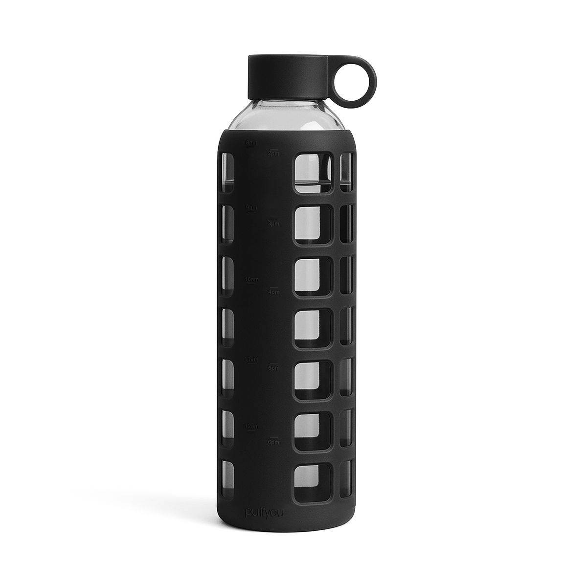 Purifyou Glass Water Bottle with Time Markings