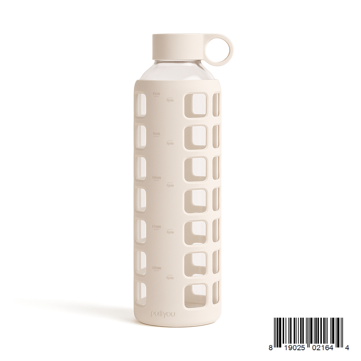 Purifyou Glass Water Bottle with Time Markings