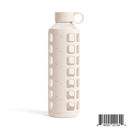 Purifyou Glass Water Bottle with Time Markings