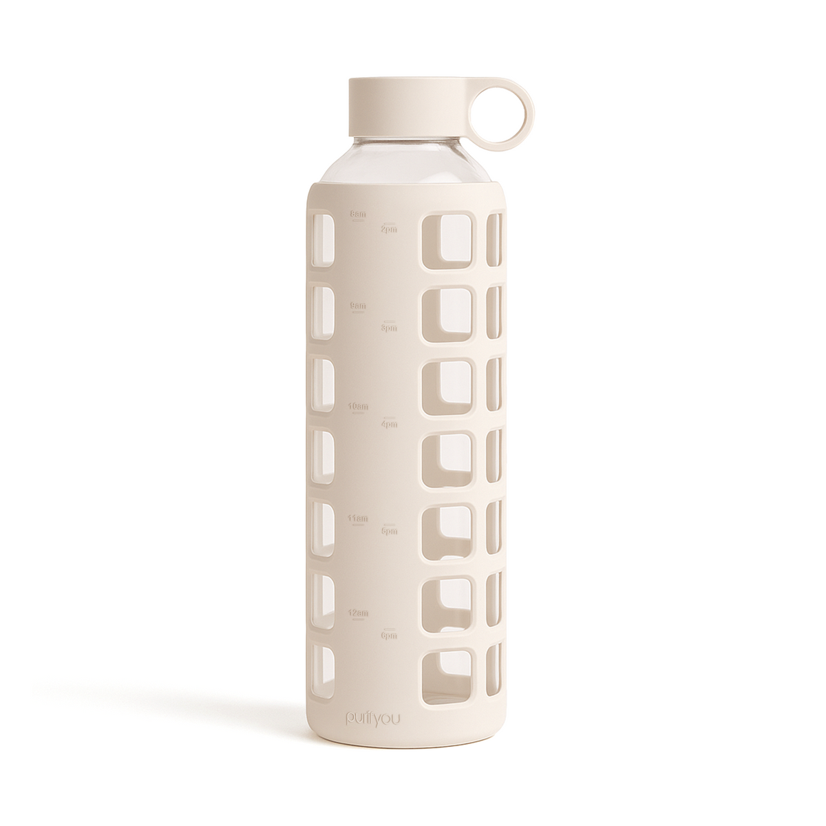Purifyou Glass Water Bottle with Time Markings