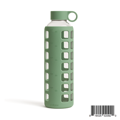 Purifyou Glass Water Bottle with Time Markings