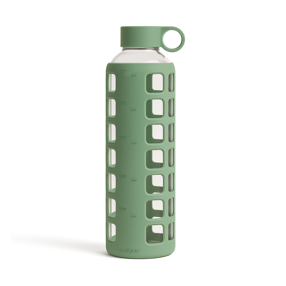 Purifyou Glass Water Bottle with Time Markings