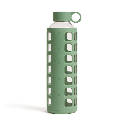 Purifyou Glass Water Bottle with Time Markings