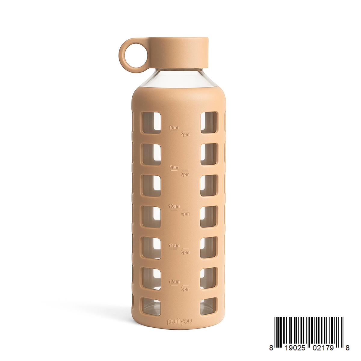 Purifyou Glass Water Bottle with Time Markings