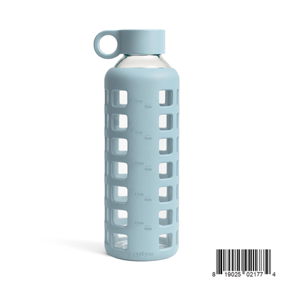 Purifyou Glass Water Bottle with Time Markings