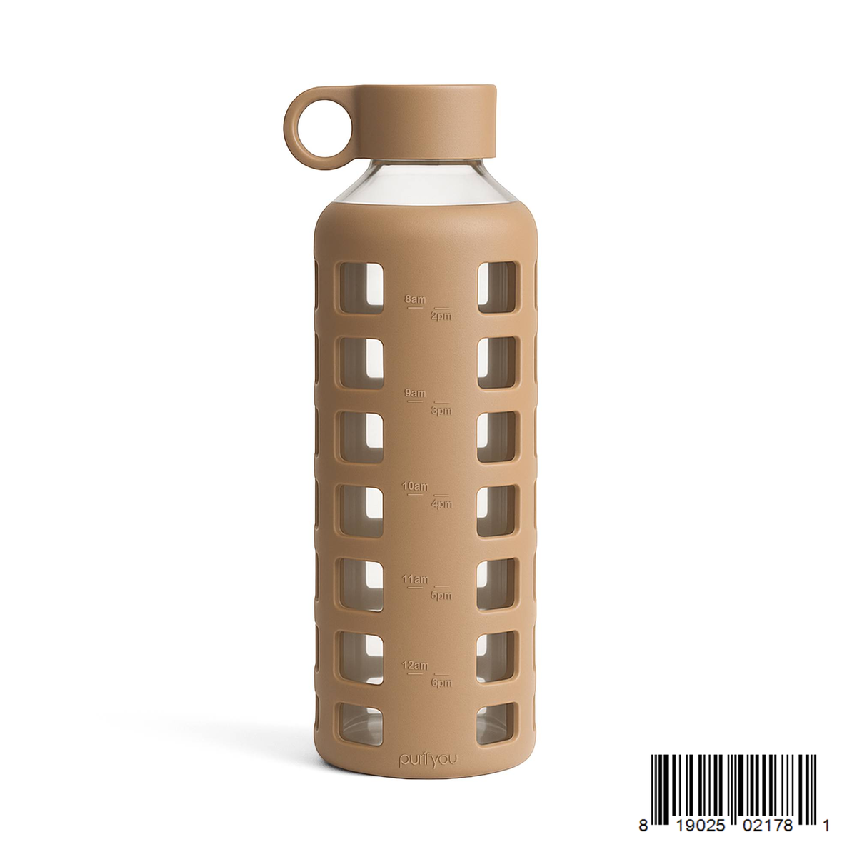 Purifyou Glass Water Bottle with Time Markings