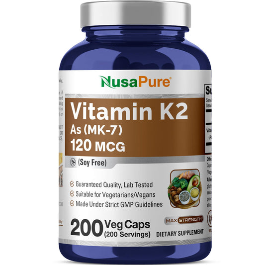 NusaPure Vitamin K2 MK7, 200 Capsules