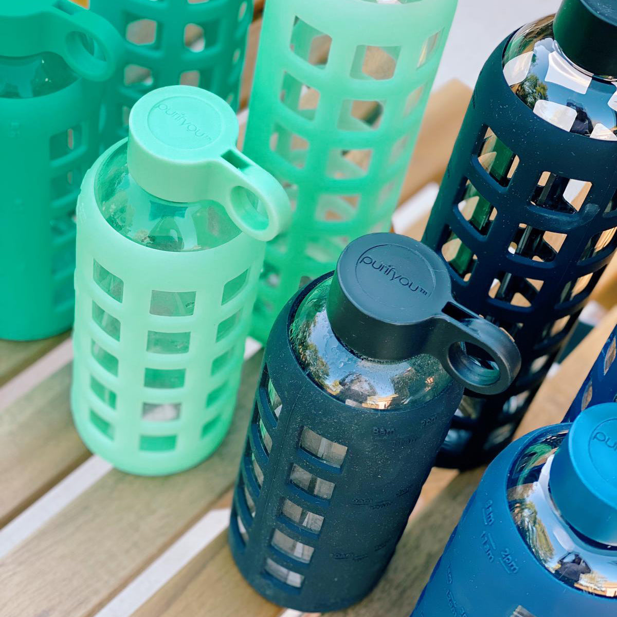 Purifyou Glass Water Bottle with Time Markings
