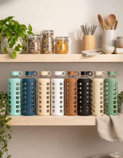 Purifyou Glass Water Bottle with Time Markings