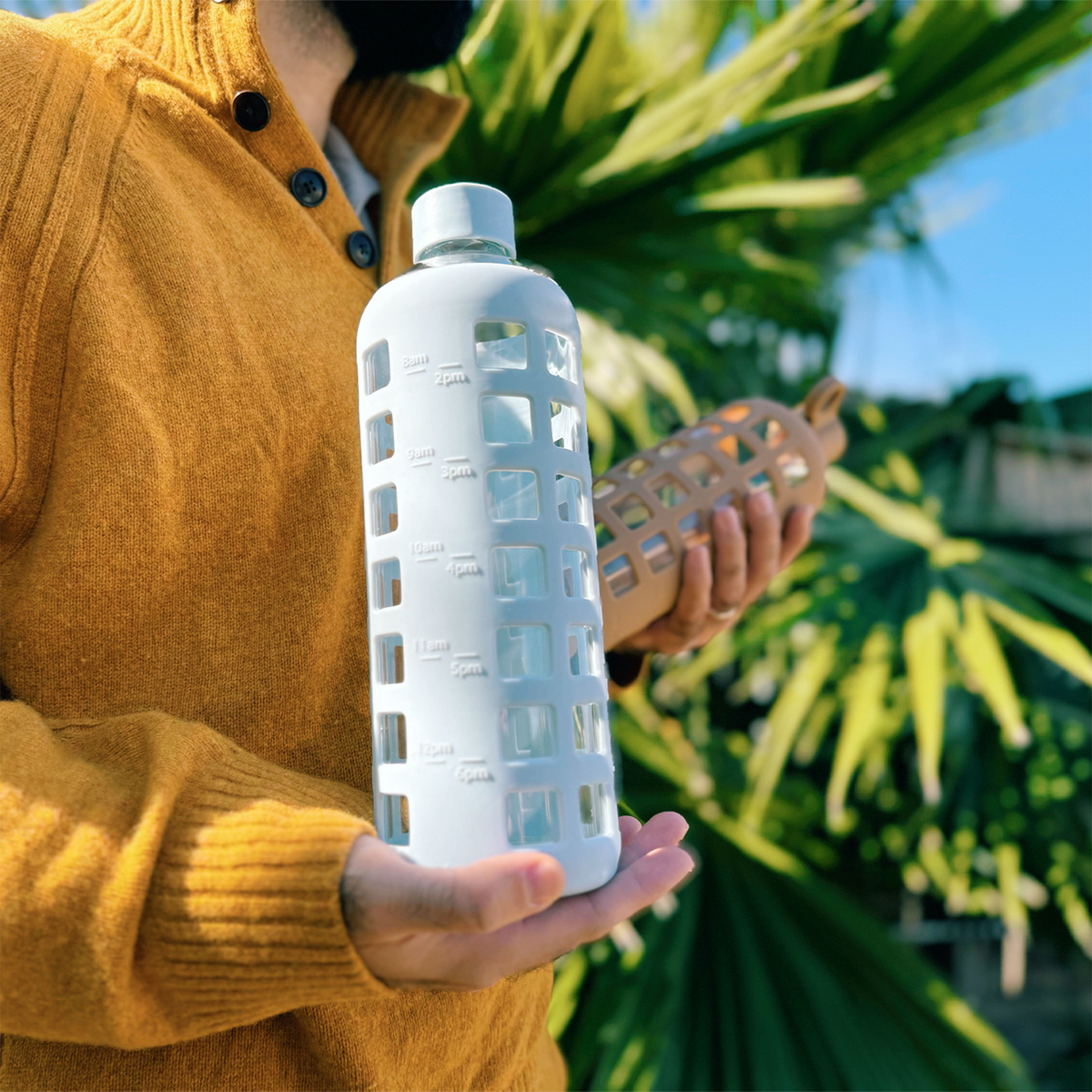 Purifyou Glass Water Bottle with Time Markings