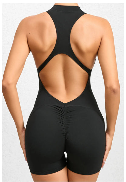 Women Yoga V Backless Jumpsuit Workout Bodysuit Sleeveless Gym Bodycon Sportswear Fitness Yoga Suit One Piece Outfit
