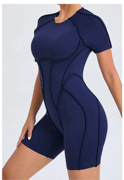 Short Jumpsuit Gym Clothes For Women Sportswear Fitness Overalls Backless Scrunch Booty Yoga Suit Sports Set Outfit