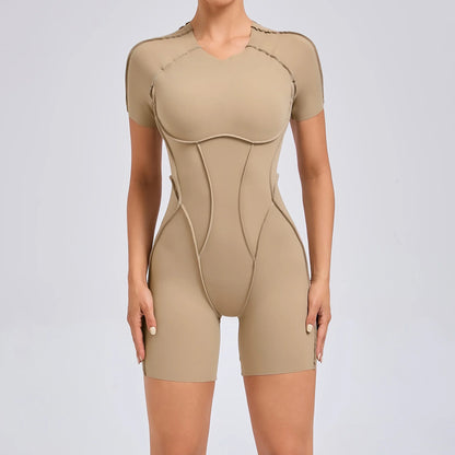 Short Jumpsuit Gym Clothes For Women Sportswear Fitness Overalls Backless Scrunch Booty Yoga Suit Sports Set Outfit