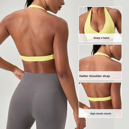 YOGA Naked Feeling Strappy Padded Sports Bras for Women - Fitness Workout Top Criss Cross Back Yoga sports Bras No steel ring