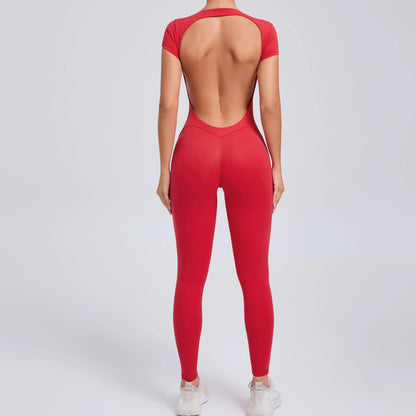 One-piece Yoga Padded Backless Suit Female Rompers Quick Dry Yoga Clothing Workout Bodysuits Scrunch Sports Jumpsuit Women