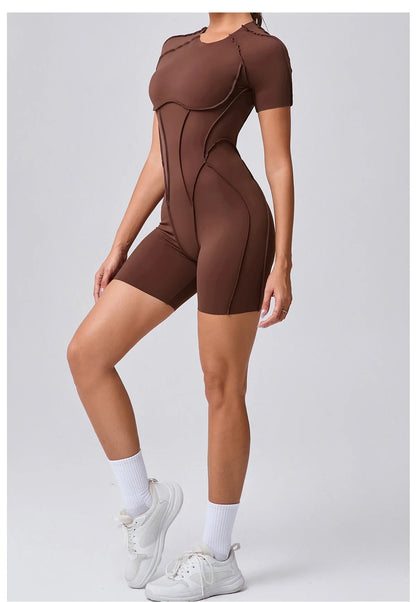 Short Jumpsuit Gym Clothes For Women Sportswear Fitness Overalls Backless Scrunch Booty Yoga Suit Sports Set Outfit