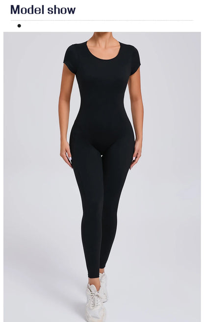 One-piece Yoga Padded Backless Suit Female Rompers Quick Dry Yoga Clothing Workout Bodysuits Scrunch Sports Jumpsuit Women